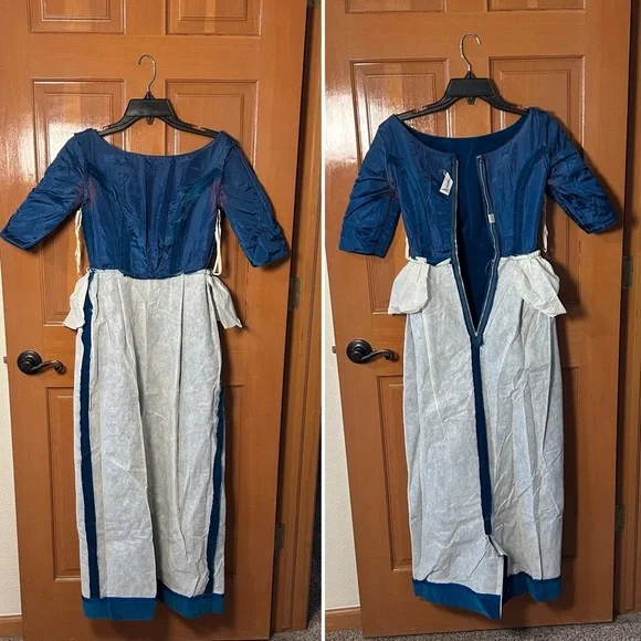 Vintage 1950-60s Teal Blue Velvet Maxi Cocktail Dress Neusteters Denver CO sz XS - Picture 11 of 16